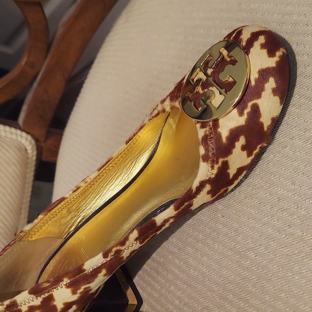 TORY BURCH HOUNDSTOOTH LOGO BLOCK HEELS Size 8.5 ✨RARE✨ The AMY PUMP - Picture 4 of 8